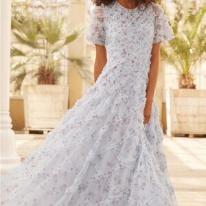Needle & Thread Gray Floral Kids Dress